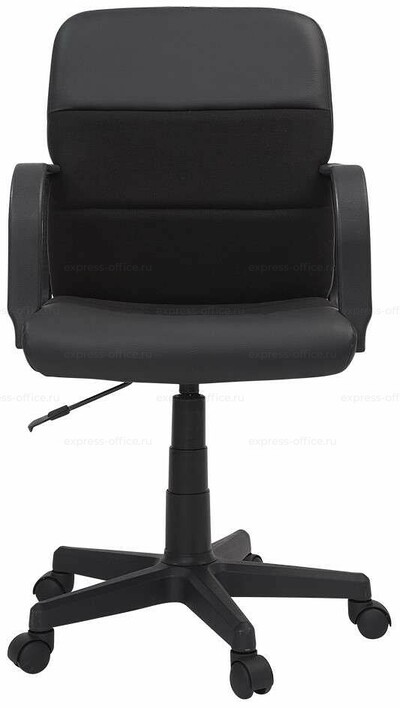 Кресло для персонала Чери В (PL-1)  ткань+исскуственная кожа (черный)