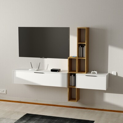 Тумба под ТВ Lego белый дуб