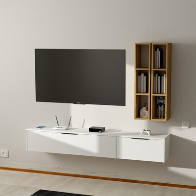 Тумба под ТВ Lego белый дуб