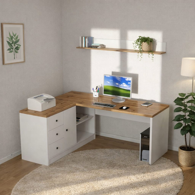 Угловой стол King белый дуб