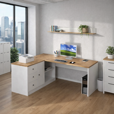 Угловой стол King белый дуб