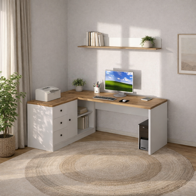 Угловой стол King белый дуб